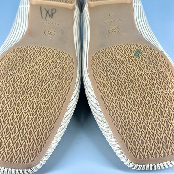 Vivaia Shoes Margot 2.0 Square-Toe V-Cut Flats EU 41 US 9.5 Natural Linen Beige - Picture 13 of 13